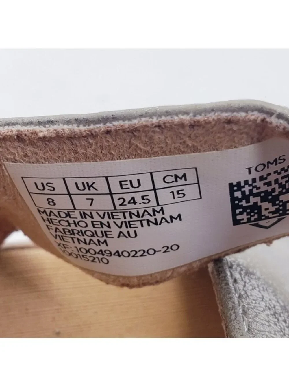 Toms Desert Taupe Shimmer Faux Leather Tiny Viv Sandals Girls Toddler Size 8